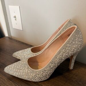 Elegant Silver Embellished Women's Heels
